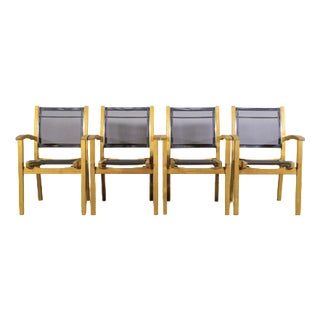 Plàthea Garden Chairs in Wood and Fabric from Marcelindo, Set of 4 For Sale