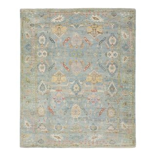 Apadana's Modern Sultanabad Allover Designed Wool Rug Handmade in Light Blue For Sale