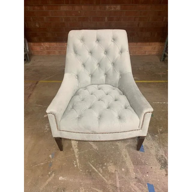 Caracole Transitional Accent Chair in Gray With Tufted Upholstery & Nailhead Trim For Sale In Greensboro - Image 6 of 9