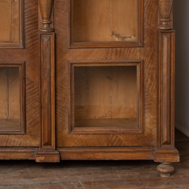 Pair, Late 19th Century Walnut Display Cabinet Bookcases With Glass Panels For Sale - Image 16 of 18