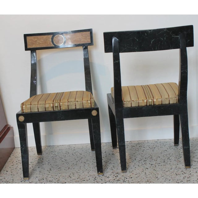 Maitland Smith Tessellated Marble and Brass Dining Set For Sale - Image 13 of 16