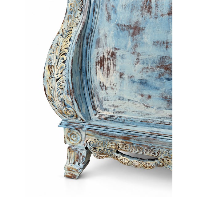 Maison Martine Coastal Blue Chest • Hand‑Refinished • 36” Artisan Dresser For Sale - Image 4 of 13