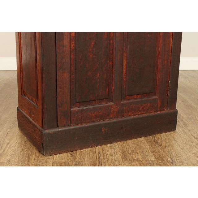 Late 19th Century Antique Solid Oak Single Door Paneled Wardrobe For Sale - Image 5 of 18