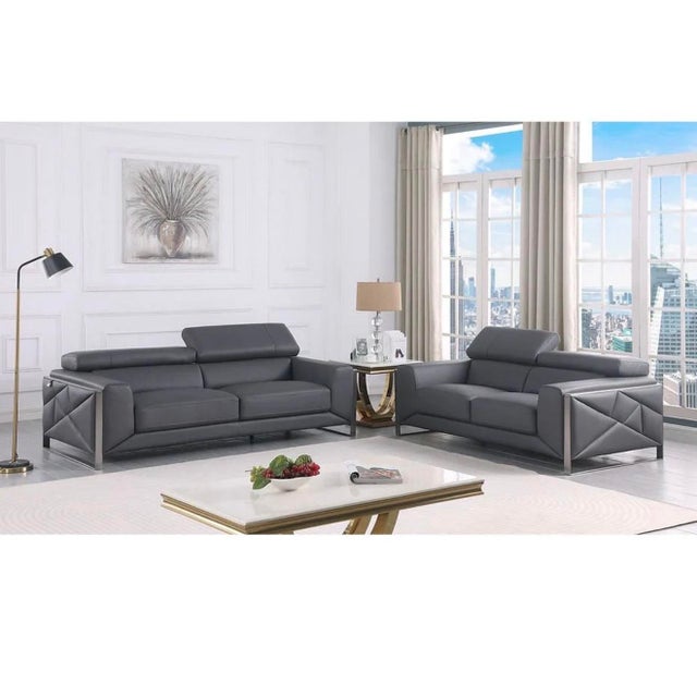 Casa Milano Giorgio Dark Grey 2-Piece Sofa & Loveseat Set For Sale - Image 4 of 4