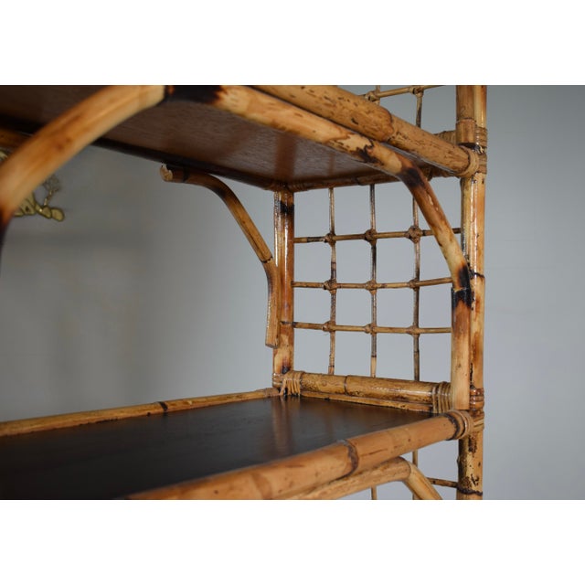 Brighton Pavilion Coastal Regency British Colonial Tortoise Bamboo Etagere Bookcase Shelf Arched For Sale - Image 4 of 8