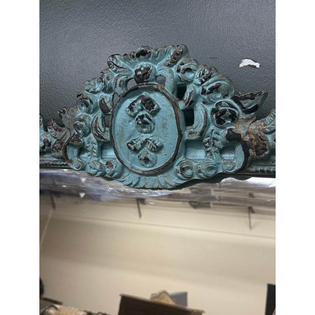 Late 20th Century Louis XVI Style Teal Polychromed Mirror For Sale In Baton Rouge - Image 6 of 9