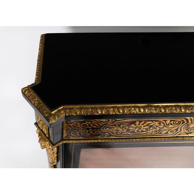 Antique French Napoleon III Ebonized Boulle Pier Cabinet, 1860s For Sale - Image 5 of 18