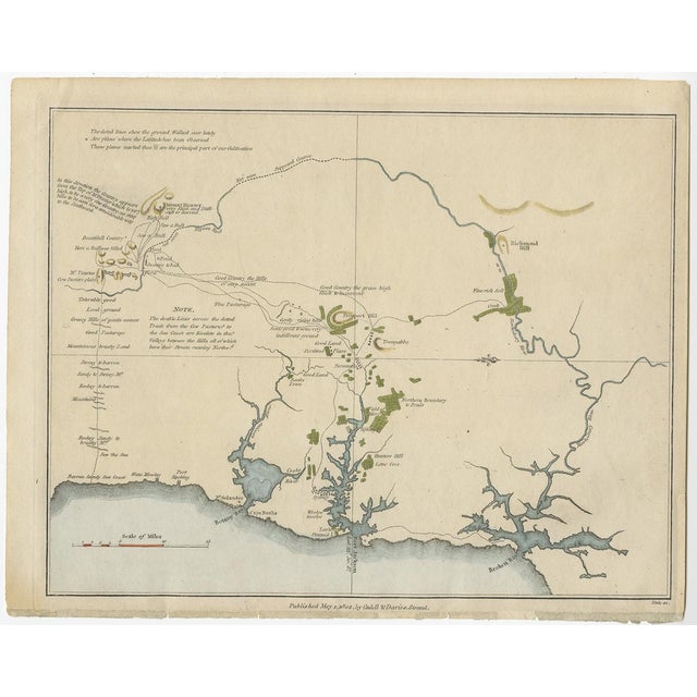 Early Map of Sydney with Botany Bay, Port Jackson and Broken Bay in Australia, 1802 For Sale