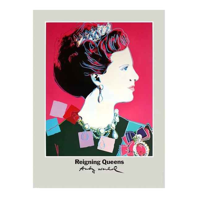 1986 Andy Warhol 'Queen Margrethe II of Denmark' Pop Art Pink Denmark Offset Lithograph For Sale