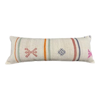 Turkish Hemp Pillow Cushion Natural Beige Red Cushion Cover 14x40 For Sale