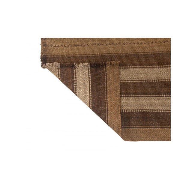 1960s Small Vintage Striped Brown Kilim Rug - 2`8" X 3`10" For Sale - Image 5 of 6