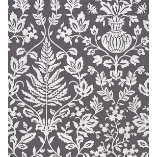 The House of Scalamandré Shalimar Embroidery Fabric, Charcoal For Sale