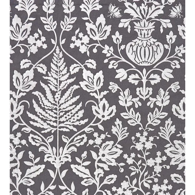 The House of Scalamandré Shalimar Embroidery Fabric, Charcoal For Sale
