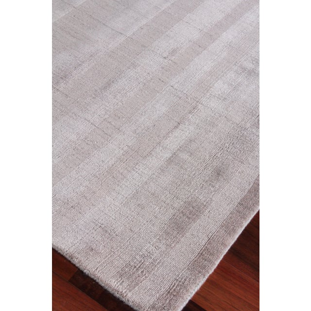 Textile Iscar Hand loom Wool/Viscose Ash Rug-9'x12" For Sale - Image 7 of 8