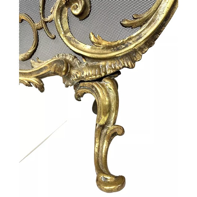 Metal Vintage French Brass Free Standing Fireplace Screen Circa 1820 For Sale - Image 7 of 10