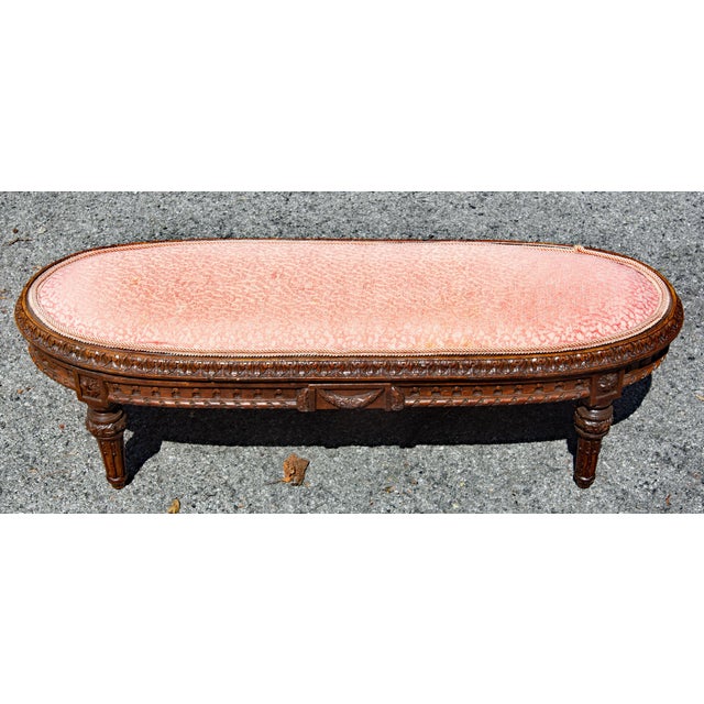 Louis XVI 19th Century French Footstool 35" Wide For Sale - Image 4 of 6