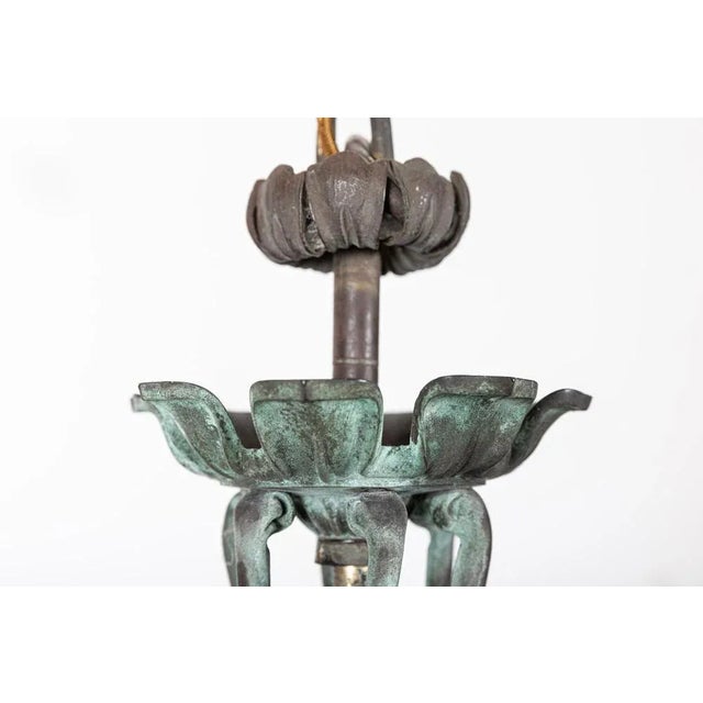 Georgian English Hexagonal Glazed Verdigris Lantern For Sale - Image 12 of 16