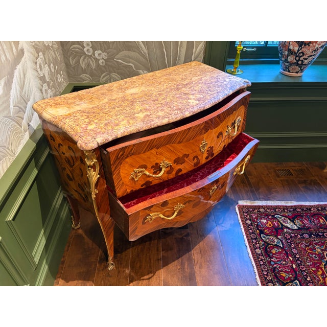 French Mid 18th Century Louis XV Marquetry and Parquetry Commode, Stamped C. Wolff Jme For Sale - Image 3 of 13