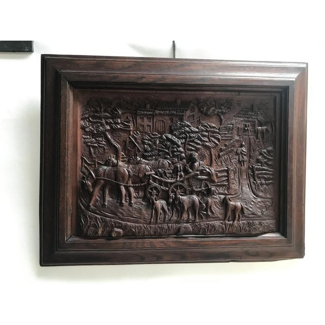 Bas-Relief in Wood by M. Arendt for Village Scene, 1940s For Sale - Image 13 of 18