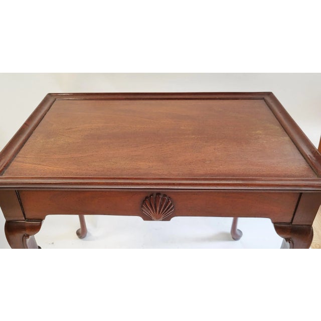 Mid 20th Century Vintage American 20th C Console Shell Carved Mahogany Sofa Tea Table by Hickory For Sale - Image 5 of 13