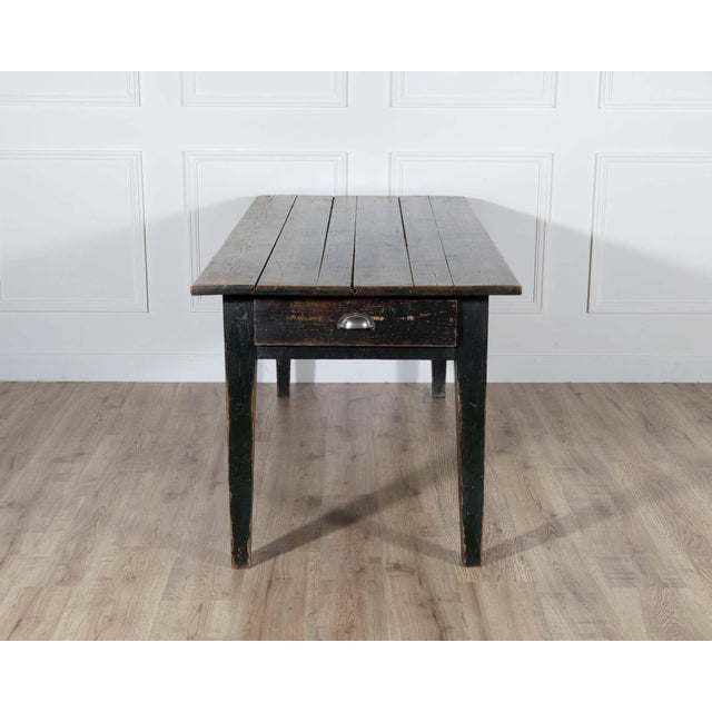 Black Swedish Antique Country Kitchen Table with Drawers, 19th Century For Sale - Image 8 of 8