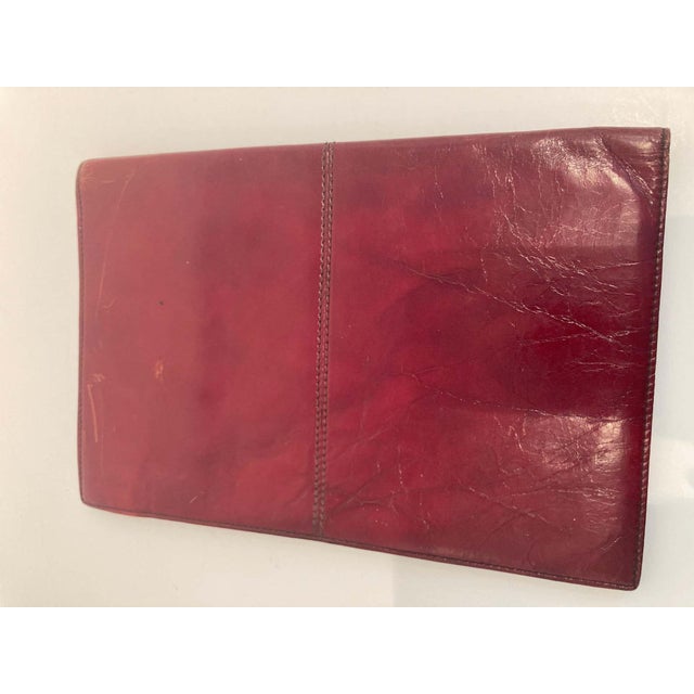 Animal Skin Vintage Leather Stitched Padfolio Bond Street Italy For Sale - Image 7 of 12