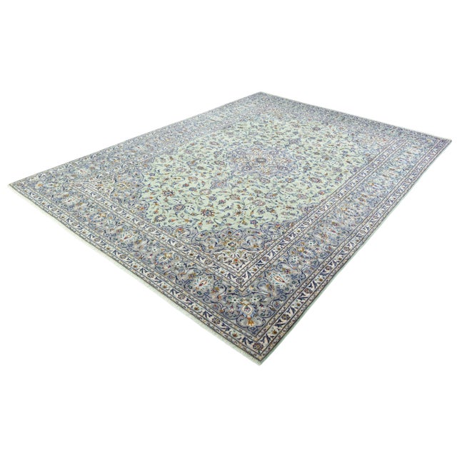 Middle Eastern Hand-Knotted Kashan Cork Rug in Wool For Sale - Image 4 of 8