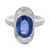 Contemporary 1960s French Gia 3.40 Carat Ceylon Sapphire Diamond 18k White Gold Cocktail Ring, Size 6.25 For Sale - Image 3 of 8