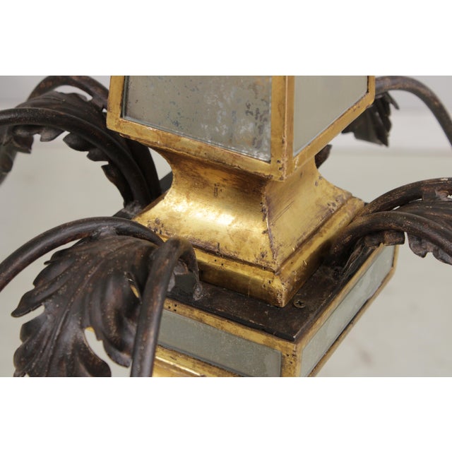 1980s 1980s Italian Gold Leaf Giltwood 8 Light Chandelier For Sale - Image 5 of 12