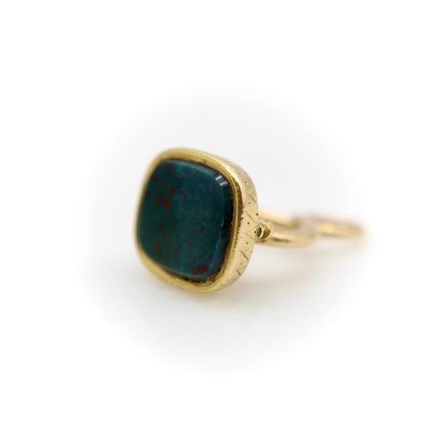 Metal Early 19th Century 14k Gold Georgian Double Dolphin Fob With Bloodstone Cartouche For Sale - Image 7 of 10