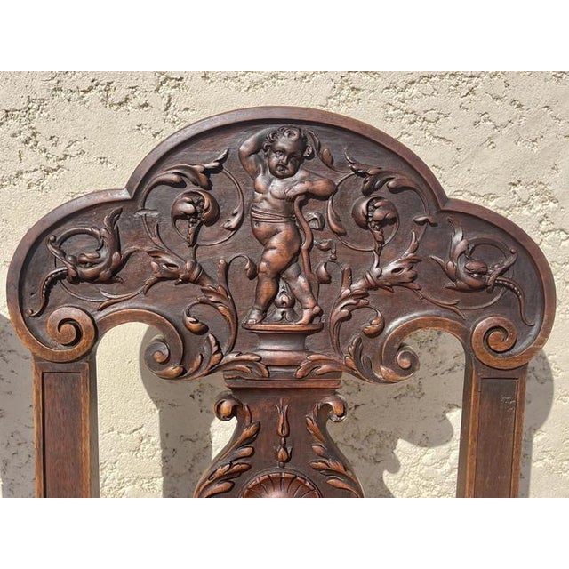 Wood Renaissance Style Walnut Chairs, Set of 10 For Sale - Image 7 of 13