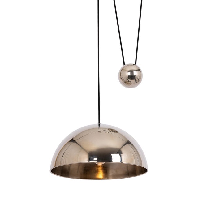 Adjustable Chrome Counterweight Pendant Light from Florian Schulz, Germany, 1980s For Sale