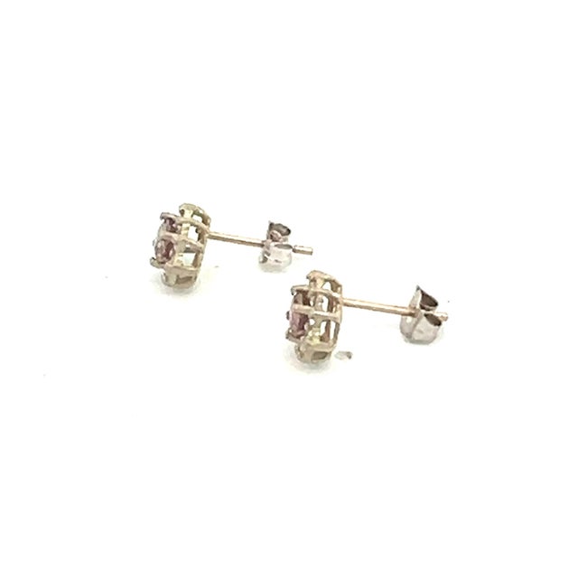 Traditional Natural Sapphire Diamond Stud Earrings 14k W Gold 0.90 TCW Certified For Sale - Image 3 of 10