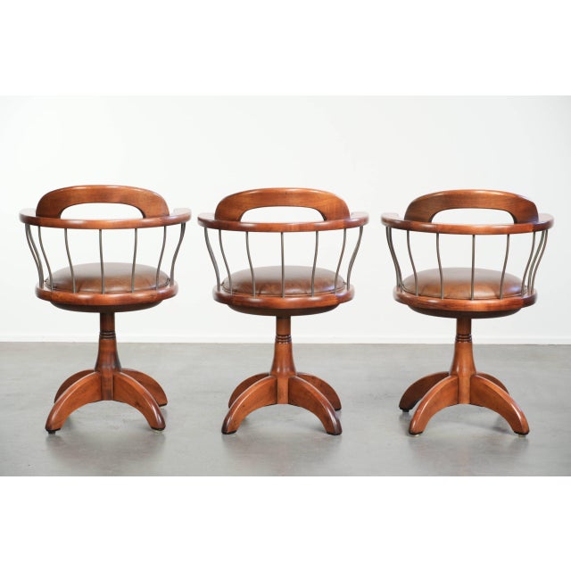 Vintage Swivel Schuitema Chairs with Cowhide Leather Seat, Set of 3 For Sale - Image 4 of 18