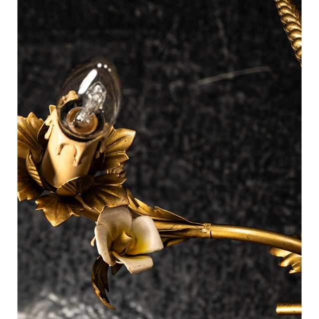 Golden 3-Light Sheaf of Wheat Ceiling Light in the style of Hans Kögl for Denz Neheim-Hüsten, 1970s For Sale - Image 14 of 18