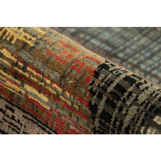 Textile Rug & Kilim’s Abstract Rug With Polychromatic Striae and Geometric Patterns For Sale - Image 7 of 8
