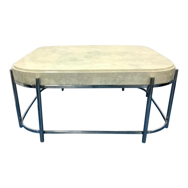 Modern Gray and Ivory Resin Cocktail Table For Sale
