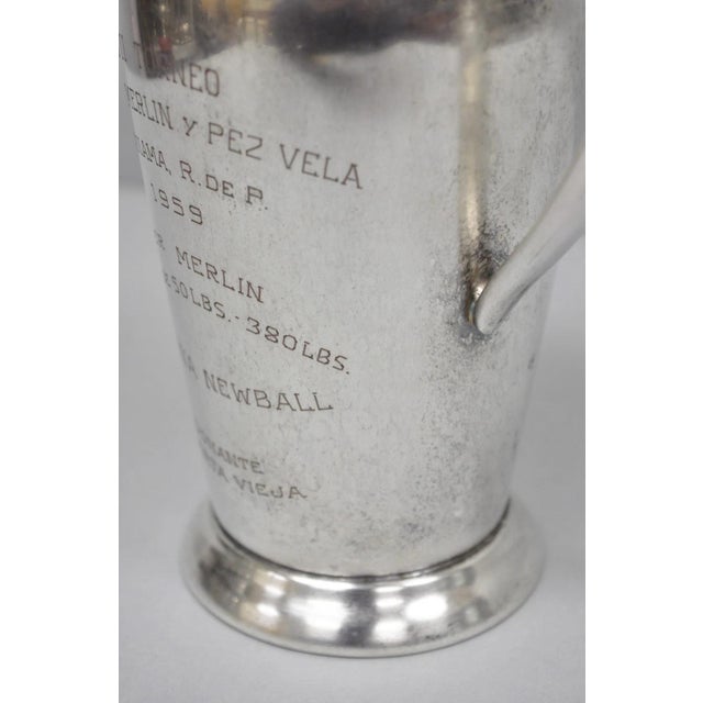 Vintage Silver Plated Martini Cocktail Pitcher 1959 Panama Marlin Sailfish Award For Sale In Philadelphia - Image 6 of 14