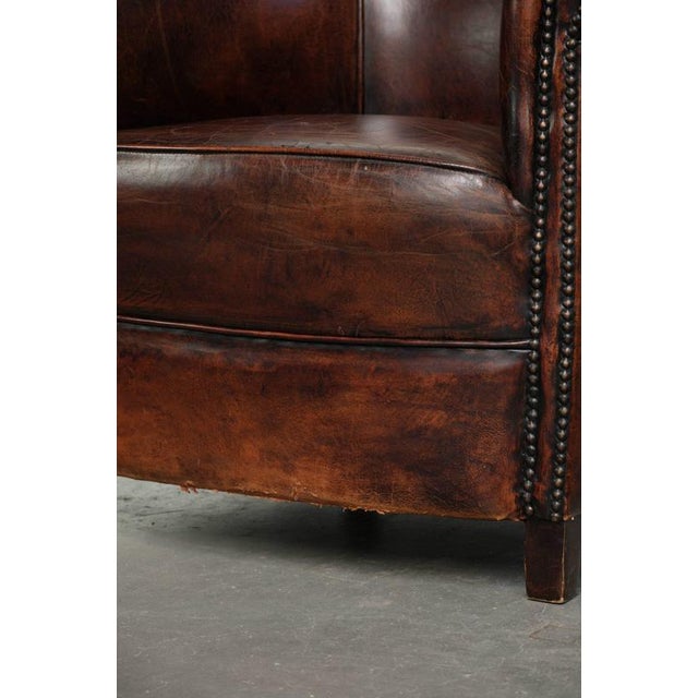 Vintage Sheepskin Club Armchair For Sale - Image 12 of 14
