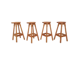 Scandinavian Modern Pinewood Bar Stools, 1970s, Set of 4