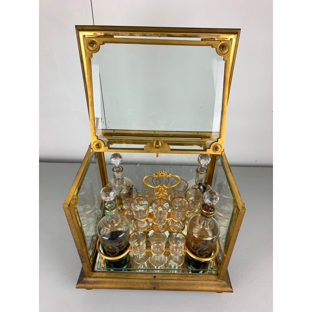 1960s Vintage Brass and Glass Liqueur Box Set For Sale - Image 10 of 12