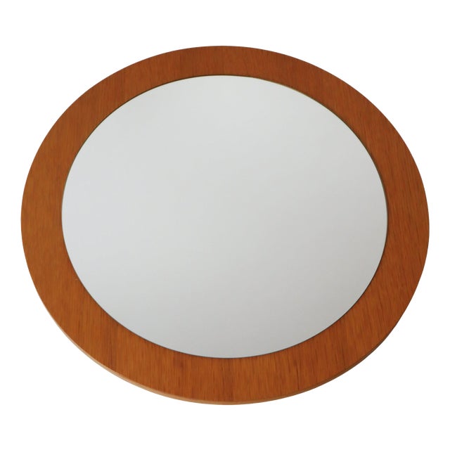 Scandinavian Round Wall Mirror in Oak, Denmark, 1970s For Sale