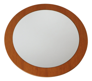 Scandinavian Round Wall Mirror in Oak, Denmark, 1970s