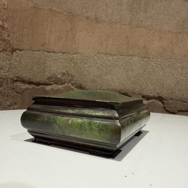 Metal T K Bronze Denmark Bronze Cigarette Box Art Deco or Art Nouveau Verdigris For Sale - Image 7 of 11