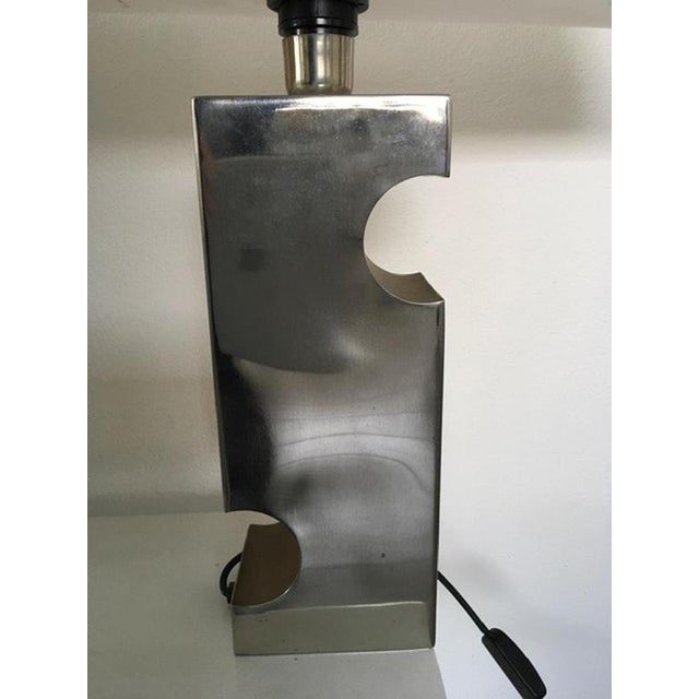 Double Faced Inox Steel and Acrylic Glass Table Lamp, Italy, 1970s For Sale - Image 9 of 13