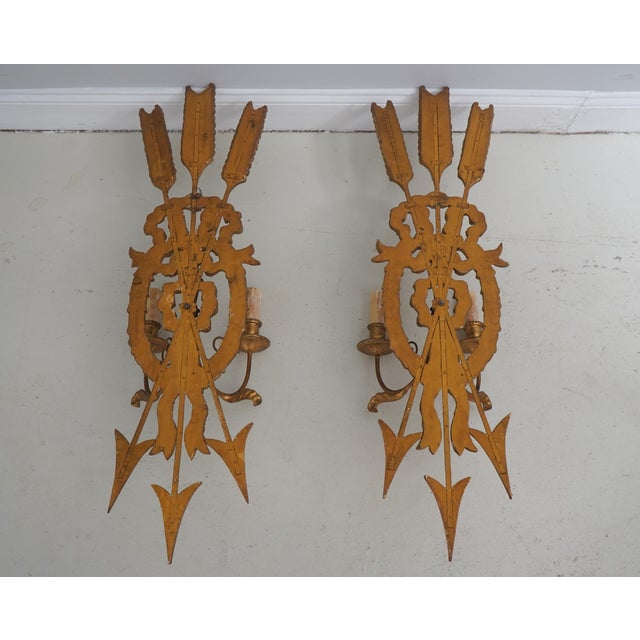 Pair Italian Gold Finish Giltwood Wall Sconces For Sale - Image 11 of 11