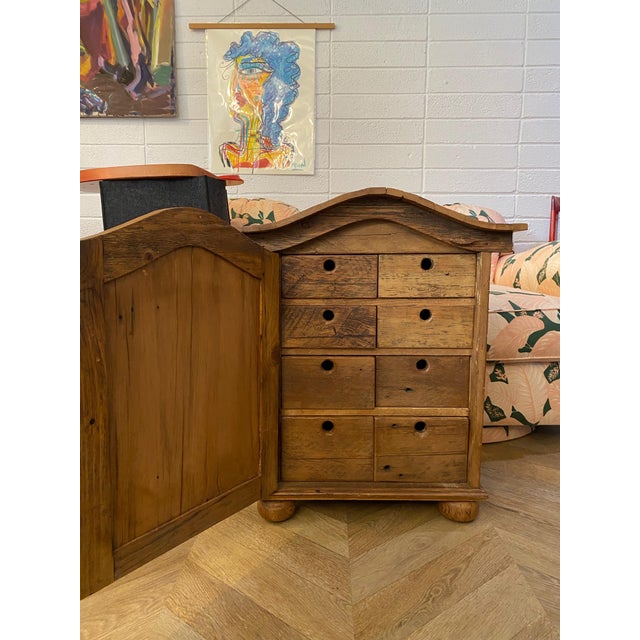 Antique Wooden Storage Medicine Cabinet | Apothecary Style Cabinet | Jewelry Storage For Sale - Image 9 of 11