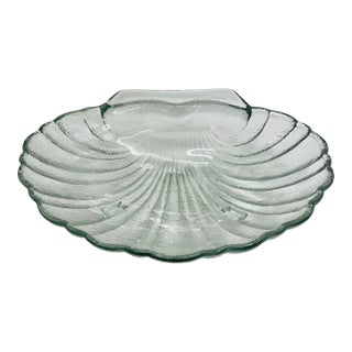 Mid 20th Century Textured Glass Seashell Dish For Sale