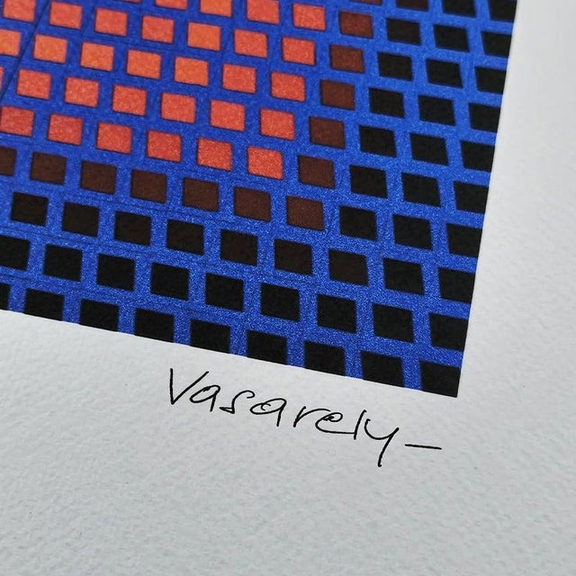 Mid-Century Modern After Victor Vasarely, Composition, Lithograph, 1970s For Sale - Image 3 of 7