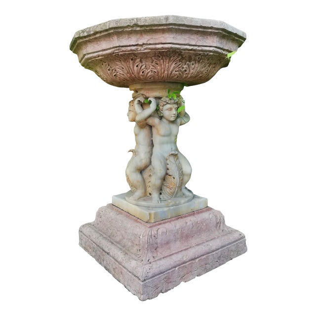 Centerpiece Fountain with Octagonal Basin in Rosso Verona Marble, 18th Century For Sale